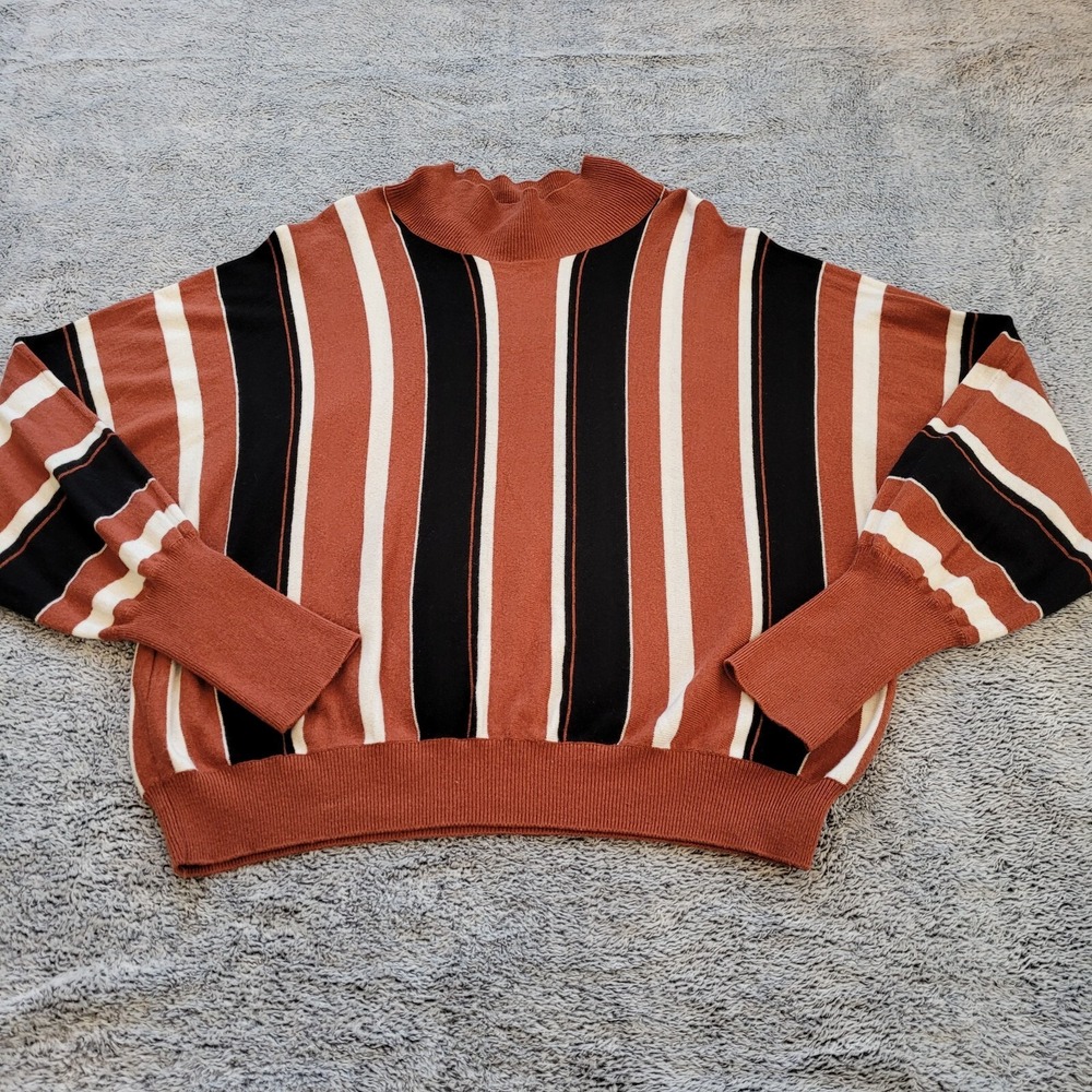 Leith Women Sweater Size XL Retro Stripe Wool Blend Boxy Boho Cozy Preppy 15993x - Picture 5 of 11